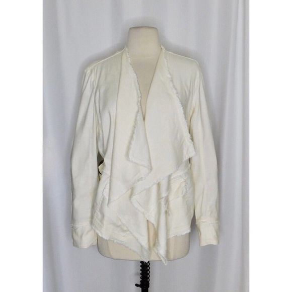 FREE PEOPLE Linen Raw Femme Draped Jacket Off-White Eggshell Cream X-Small - Picture 3 of 14